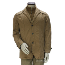 Men Khaki Color Double Stand Collar Winter Jacket